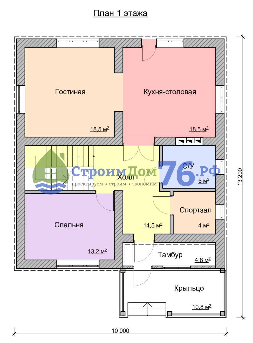 Проект двухэтажного дома из газобетона СД-71 в Ярославле